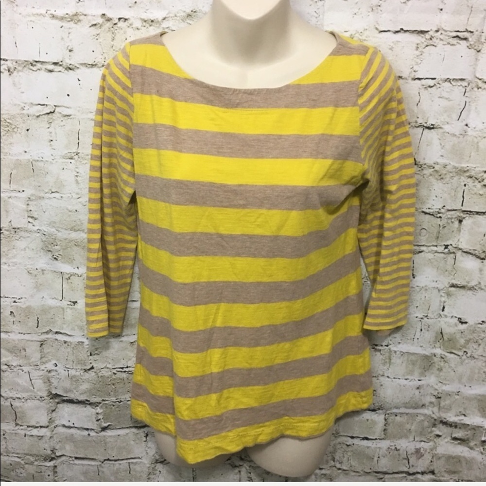 LOFT Striped 3/4 Sleeve Knit Top